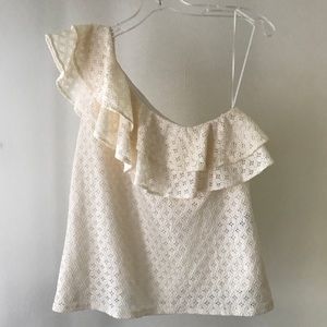 🆕Banana republic one-shoulder ruffles lace top